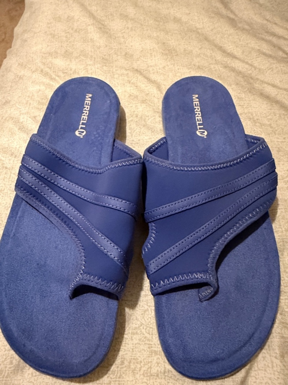 Merrell Royal Blue Slide Sandals with Cross-Strap